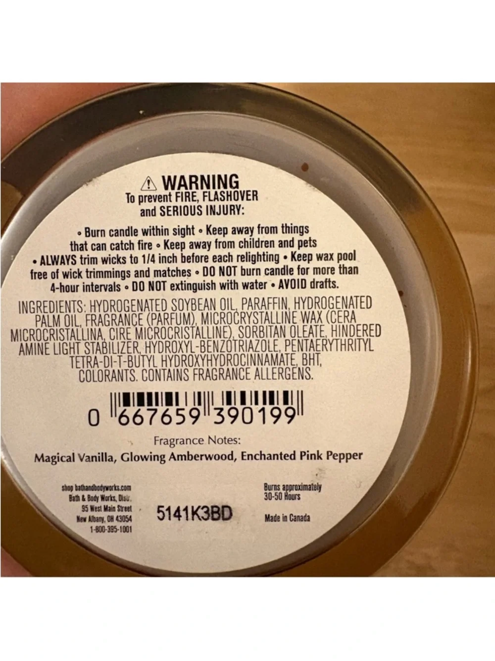 Bath & Body Works Wicked Vanilla Woods Candle - Picture 2 of 2
